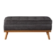 Scranton & Co Mid-Century Storage Bench in Charcoal Faux Leather