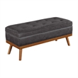 Scranton & Co Mid-Century Storage Bench in Charcoal Faux Leather
