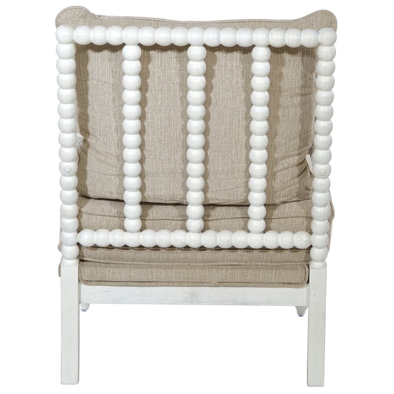 Scranton & Co Classic Spindle Chair in Linen White with Antique White Frame