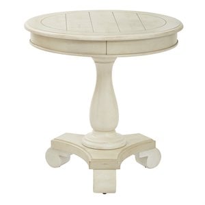 Scranton & Co Hand Painted Round Accent Table in Antique Beige