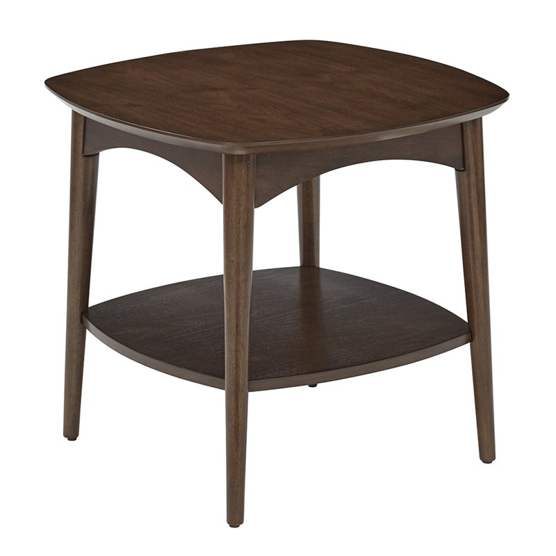 Scranton & Co Walnut Brown Wood Accent Table with Lower Storage Shelf
