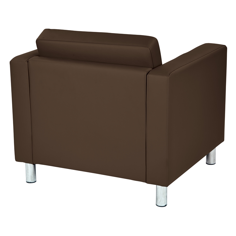 Scranton & Co Java Brown Faux Leather Club Armchair with Silver Legs