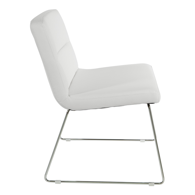 Scranton & Co White Faux Leather Lounge Chair with Chrome Sled Base