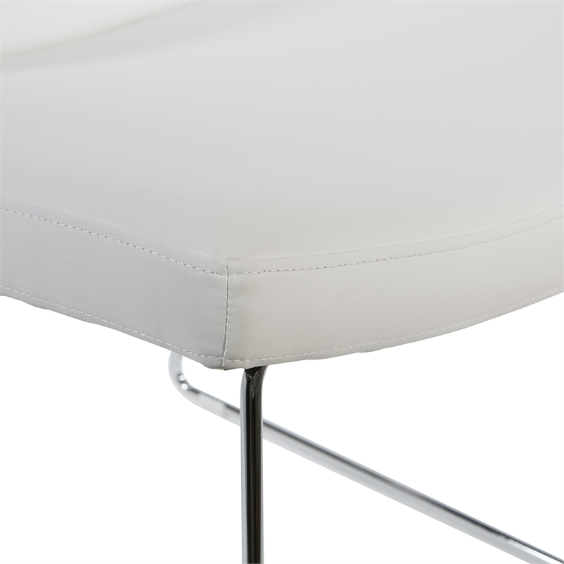 Scranton & Co White Faux Leather Lounge Chair with Chrome Sled Base