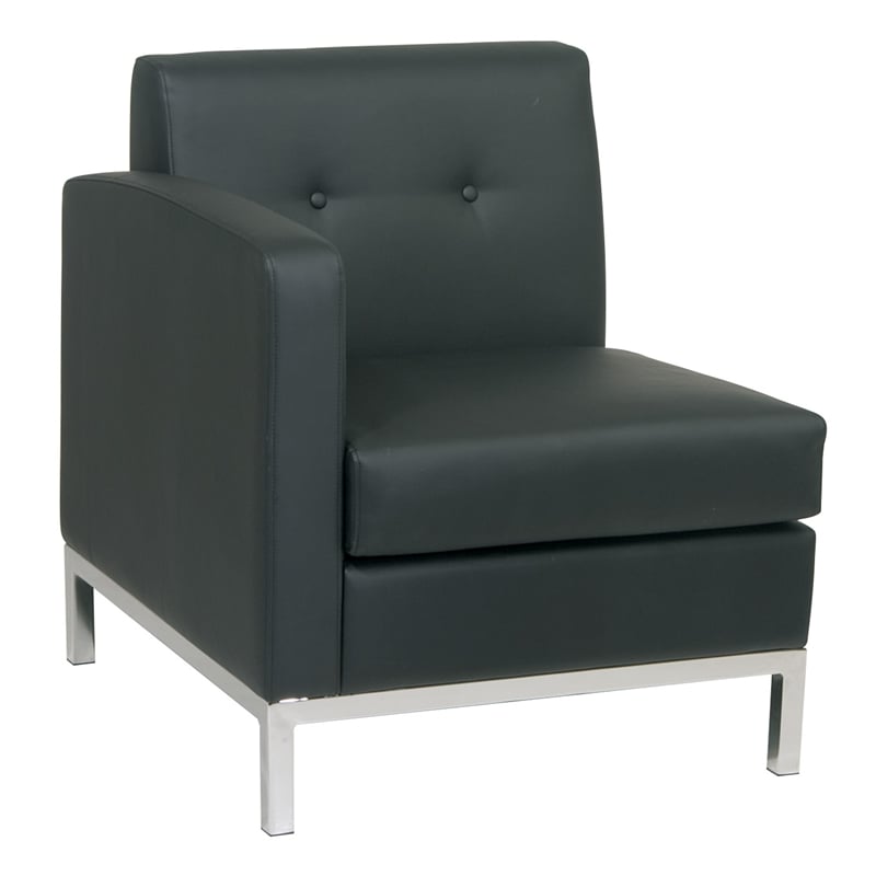 Scranton & Co Left Arm Facing Black Faux Leather Modular Armchair