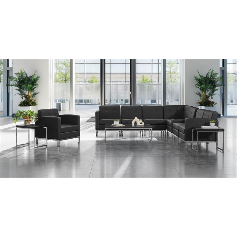 Scranton & Co Left Arm Facing Black Faux Leather Modular Armchair