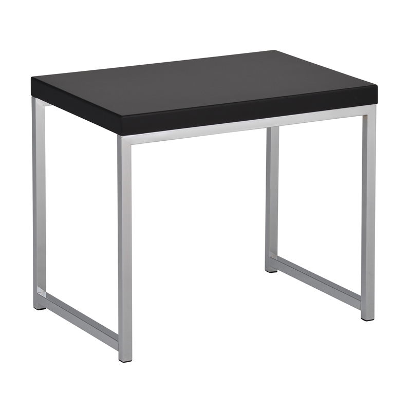 Scranton & Co Black Wood Top End Table with Chrome Metal Legs