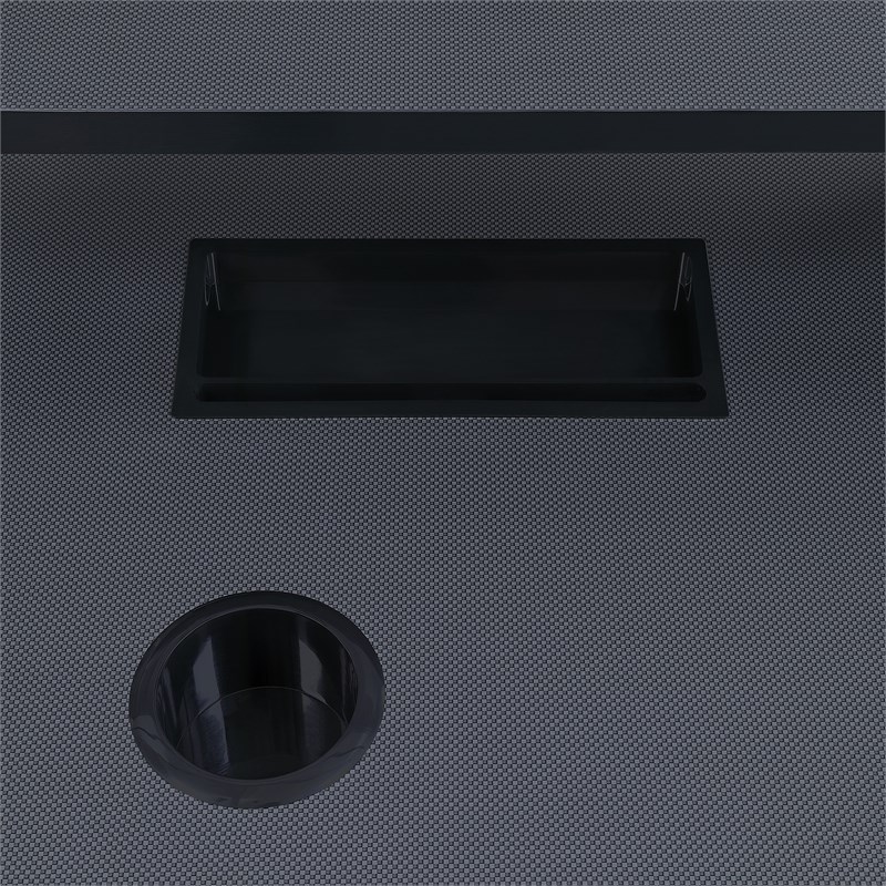 Scranton & Co 63-Inch Gaming Desk in Black with RGB LED Lights and USB Hub