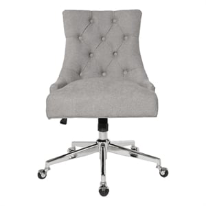 Scranton & Co Fog Gray Fabric Button Tufted Office Chair with Chrome Steel Base
