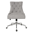 Scranton & Co Fog Gray Fabric Button Tufted Office Chair with Chrome Steel Base