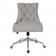 Scranton & Co Fog Gray Fabric Button Tufted Office Chair with Chrome Steel Base