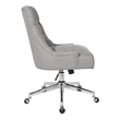 Scranton & Co Fog Gray Fabric Button Tufted Office Chair with Chrome Steel Base