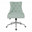 Scranton & Co Mint Blue Fabric Office Chair with Chrome Base and Button Tufting