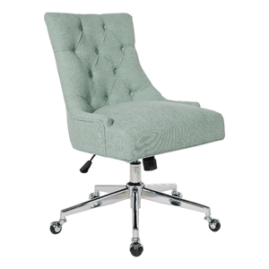 Scranton & Co Mint Blue Fabric Office Chair with Chrome Base and Button Tufting