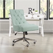 Scranton & Co Mint Blue Fabric Office Chair with Chrome Base and Button Tufting