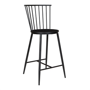 Scranton & Co 26&quot Metal Counter Stool in Black with Curved Back Support