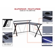 Scranton & Co L-Shaped Black Gaming Desk with RGB LED and Power Hub
