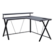 Scranton & Co L-Shaped Black Gaming Desk with RGB LED and Power Hub