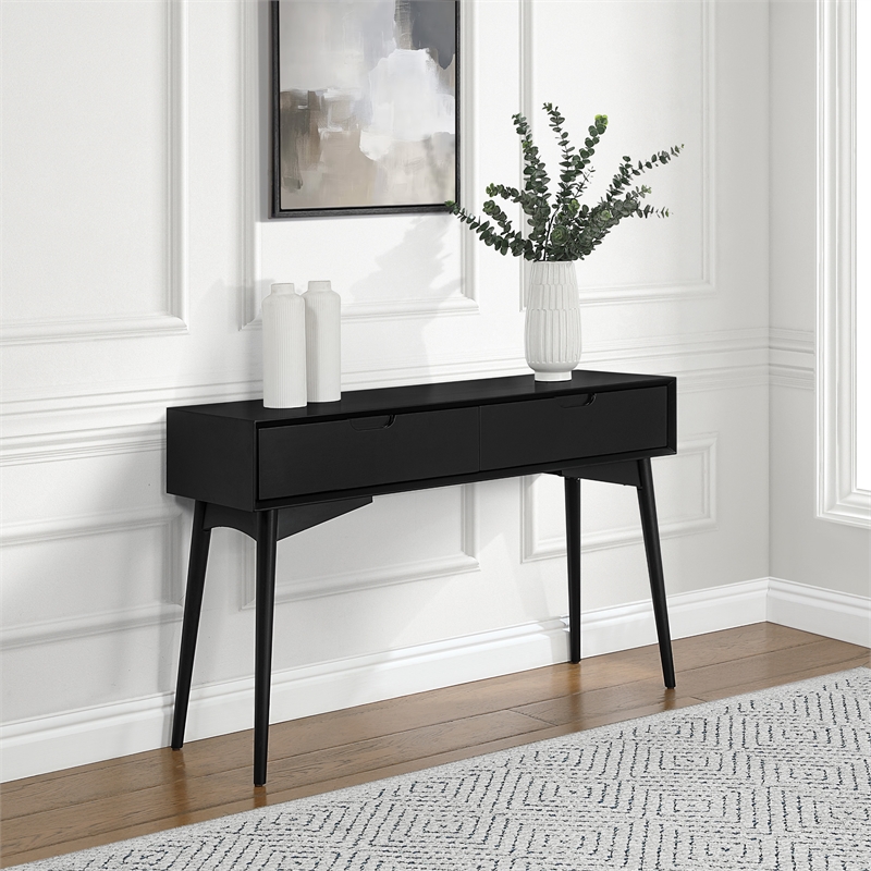 Scranton & Co Mid-Century Modern Console Table in Black Engineered Wood