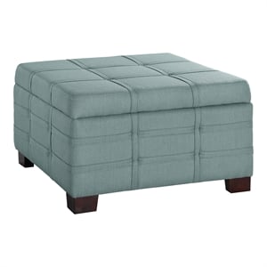 Scranton & Co 30&quot Square Storage Ottoman in Sea Blue with Strap Detail