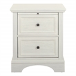Scranton & Co 2-Drawer Farmhouse Nightstand in Rustic White with Pull-Out Tray
