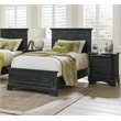 Scranton & Co 2-Drawer Farmhouse Nightstand in Rustic Black with Pull-Out Tray