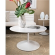 Scranton & Co Modern Round Coffee Table with White Metal Base in White