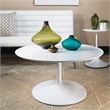Scranton & Co Modern Round Coffee Table with White Metal Base in White