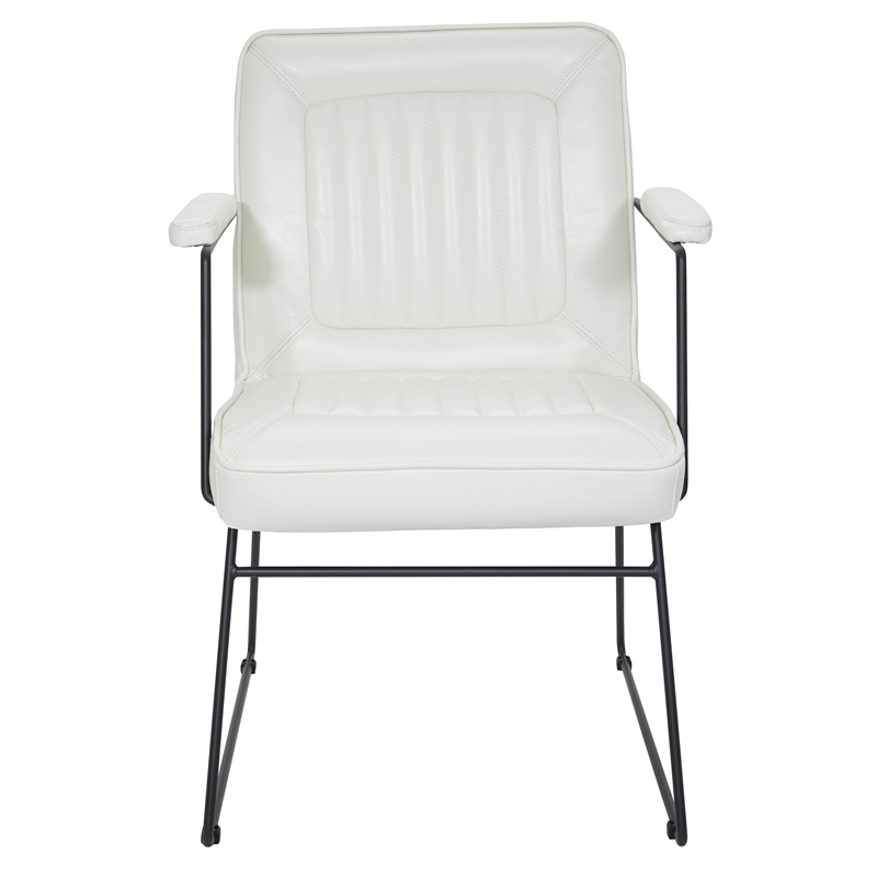 Scranton & Co White Faux Leather Accent Chair with Black Sled Base