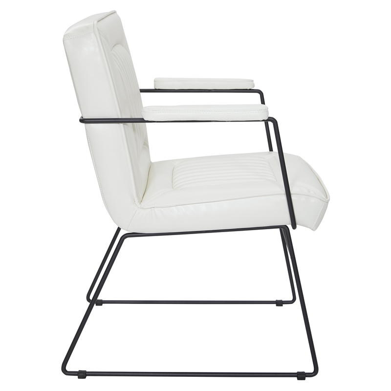 Scranton & Co White Faux Leather Accent Chair with Black Sled Base