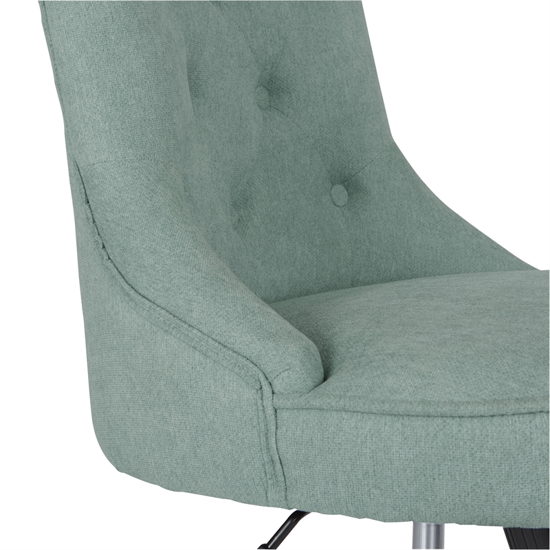 Scranton & Co Tufted Office Chair in Mint Blue Fabric with Gray Wood Base