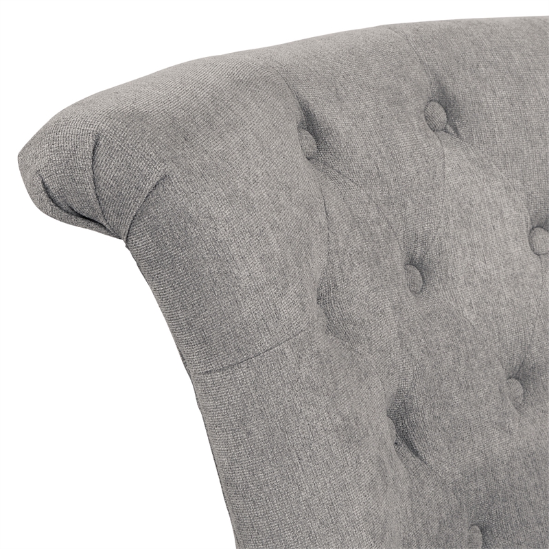 Scranton & Co Tufted Office Chair in Fog Gray Fabric with Wood Base