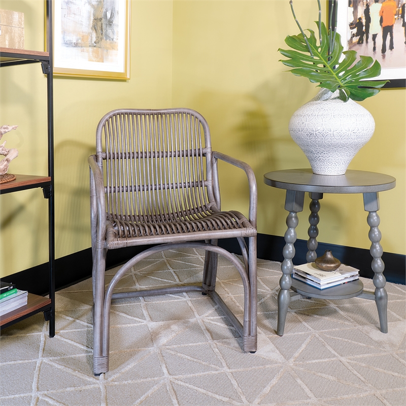 Scranton & Co Rattan Accent Chair in Gray Wash with Sled Base Assembled