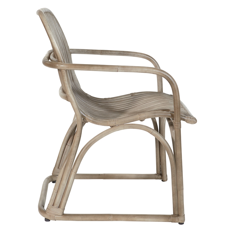 Scranton & Co Rattan Accent Chair in Gray Wash with Sled Base Assembled