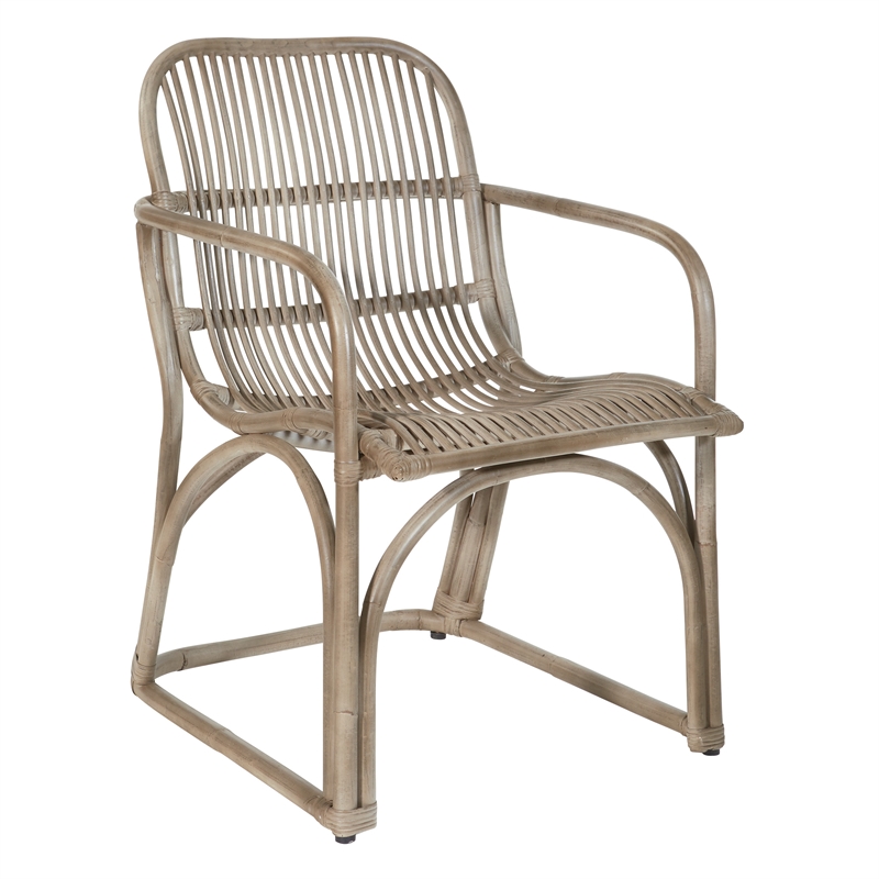 Scranton & Co Rattan Accent Chair in Gray Wash with Sled Base Assembled