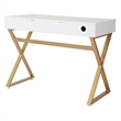 Scranton & Co White Top Vanity Desk with Gold Legs and Hidden Storage