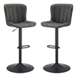 Scranton & Co Adjustable Swivel Stool 2-Pack in Charcoal Faux Leather
