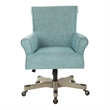 Scranton & Co Scroll Back Office Chair in Turquoise Fabric Grey Wood Base