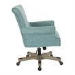 Scranton & Co Scroll Back Office Chair in Turquoise Fabric Grey Wood Base