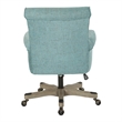 Scranton & Co Scroll Back Office Chair in Turquoise Fabric Grey Wood Base