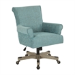 Scranton & Co Scroll Back Office Chair in Turquoise Fabric Grey Wood Base