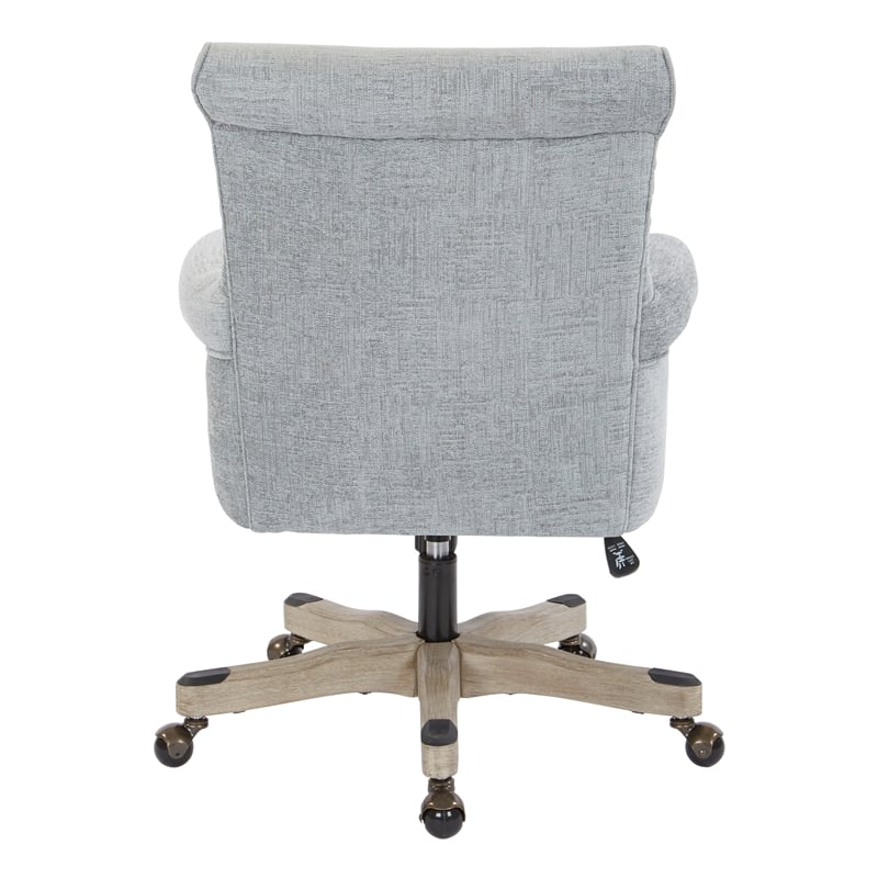 Scranton & Co Scroll Back Office Chair in Mist Fabric with Grey Wood Base