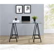 Scranton & Co Clear Glass Top Writing Desk with Black Powder-Coated Steel Base