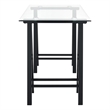 Scranton & Co Clear Glass Top Writing Desk with Black Powder-Coated Steel Base