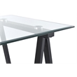 Scranton & Co Clear Glass Top Writing Desk with Black Powder-Coated Steel Base