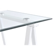 Scranton & Co Clear Glass Top Writing Desk with White Powder-Coated Steel Base