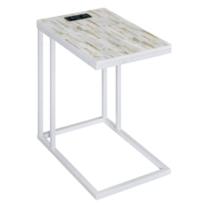 Scranton & Co C-Table with White Mosaic Top and Built-In Power Port