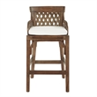 Scranton & Co Brown Stained Wood Rattan Bar Stool with Woven Back & Foam Cushion