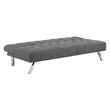 Scranton & Co Convertible Futon Sofa in Gray Fabric with Stainless Steel Frame