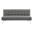Scranton & Co Convertible Futon Sofa in Gray Fabric with Stainless Steel Frame